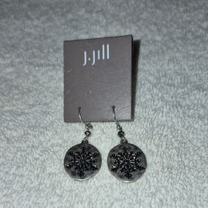J. Jill Black and Silver Snowflake Dangle Earrings